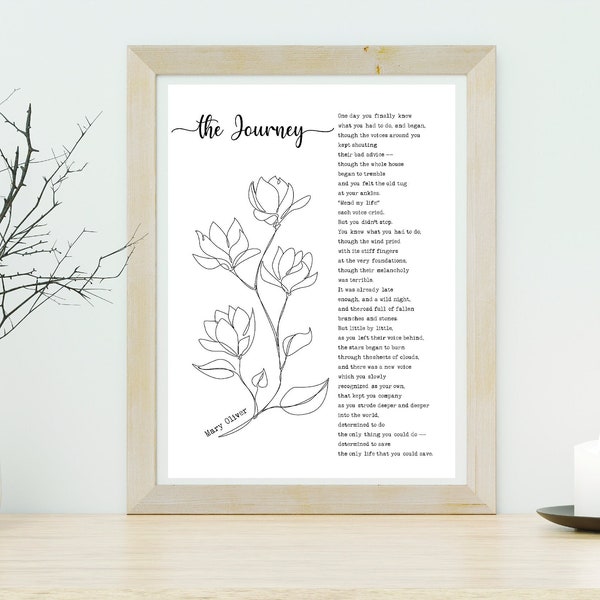 The Journey | Mary Oliver | Poem | Strength | Motivation | Instant Download | A4 | JPG | PDF