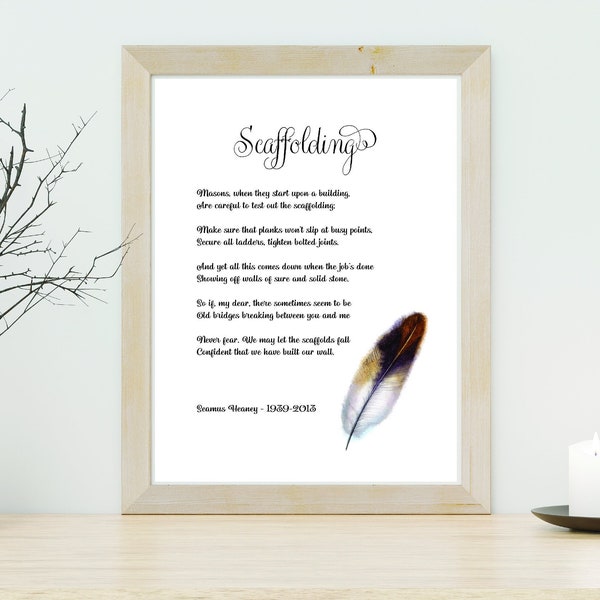 SCAFFOLDING poem | Seamus Heaney Poetry | Irish Poetry |  Love Poetry | Digital Printable Quote | Instant Download | A4 JPEG PDF