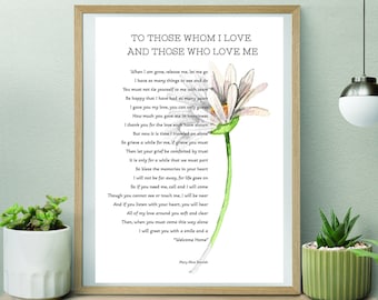 To Those Whom I Love & Love Me | Funeral Poem | Memorial Gift | Loved One | Mourning | Grief | Resizeable JPG PDF, DIGITAL Instant Download