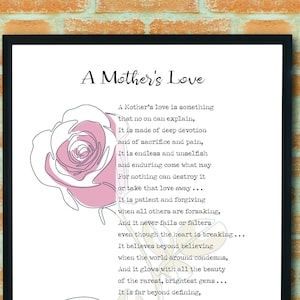 Mother's Day Poem, A Mother's Love by Helen Steiner Rice, Gift for ...