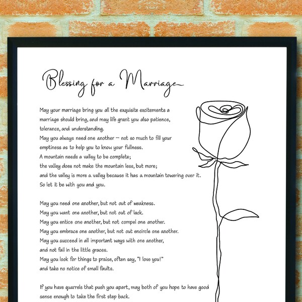 Blessing for a Marriage Print, James Dillet Freeman, Paper Anniversary Gift, Couples, Wedding Gift | Digital Download | JPEG PDF