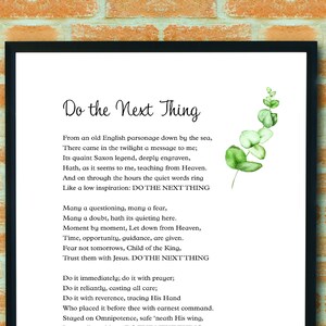 Do the Next Thing by Elisabeth Elliot Quote, DIGITAL Poem, Printable ...