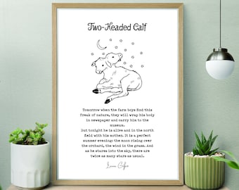 Two Headed Calf by Laura Gilpin | Digital Poem Art | Wall art print | Poster | Poetry  A4 | JPG | PDF