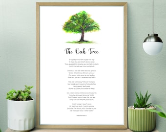 Oak Tree Poem | Inspirational Printable Art | Nature Wall Art | Motivational Poetry | Digital Print | INSTANT DOWNLOAD Re-sizeable | Jpg Pdf