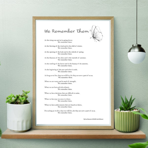 We Remember Them | A Litany of Remembrance | love and loss | Memorial Day| Digital Poem Quote Bereavement | Instant Download | A4 JPEG PDF