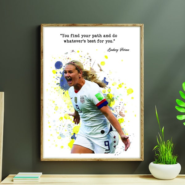 Lindsey Horan USA Print, Lindsey Horan Print, Minimalist Poster, Office Wall Art, female soccer print footballer, JPG & PDF,High quality