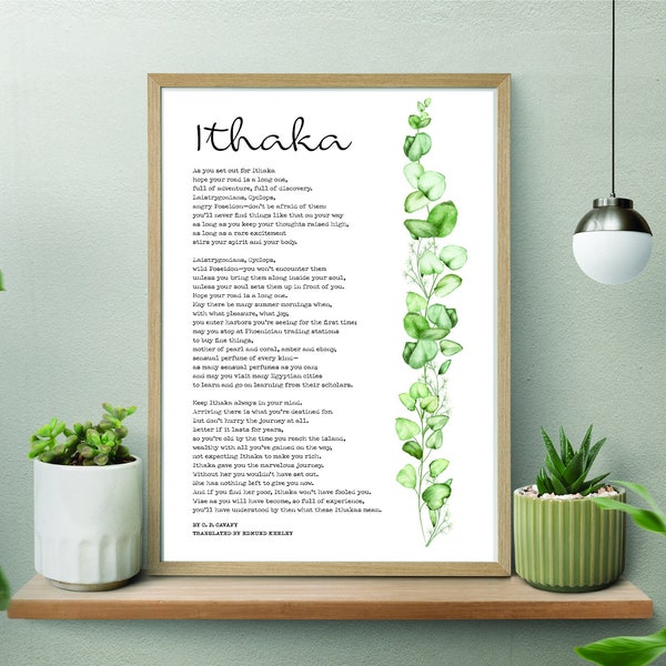 Ithaca | Ithaka | Constantine Cavafy | Greek | Poem Poetry Digital | Inspiration | Print | Wall Art | Quote | Instant DOWNLOAD A4 JPEG PDF