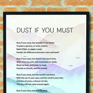 Dust If You Must Rose Milligan Poem Nature Quote Printable Poster Wall Dust If You Must Rose Milligan Poem Nature Quote Printable Poster Wall