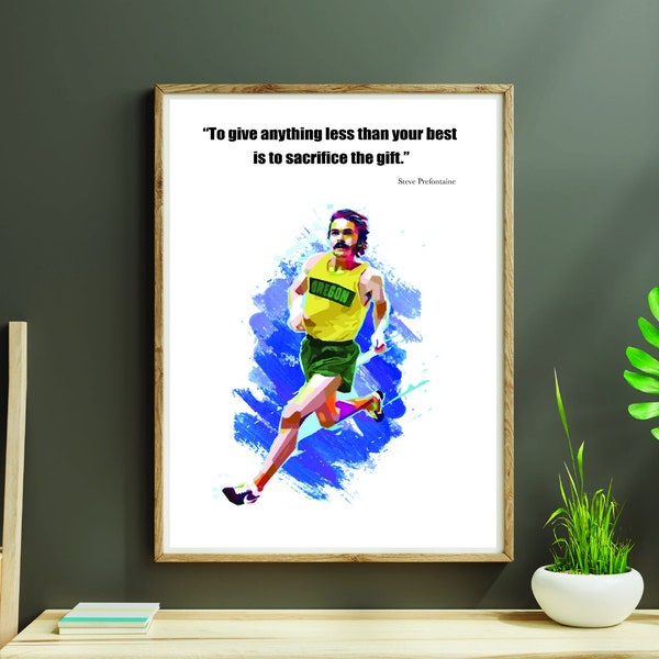 Steve Prefontaine Oregon Risograph Print Track Field, Runner, Running, Sports, Athlete, Quote, Inspirational, JPG & PDF,High quality