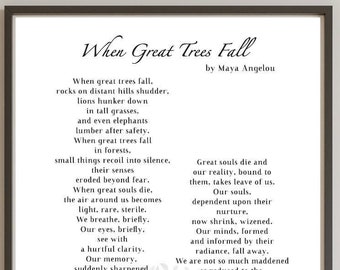 When Great Trees Fall Maya Angelou Poem Funeral Grief - Etsy New Zealand