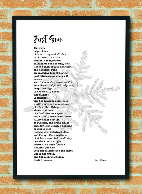 First Snow by Mary Oliver Poem Art Print Wall Art Poster A4 Etsy Ireland