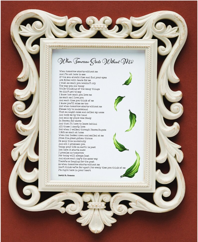 When Tomorrow Starts Without Me Printable Poem Digital - Etsy