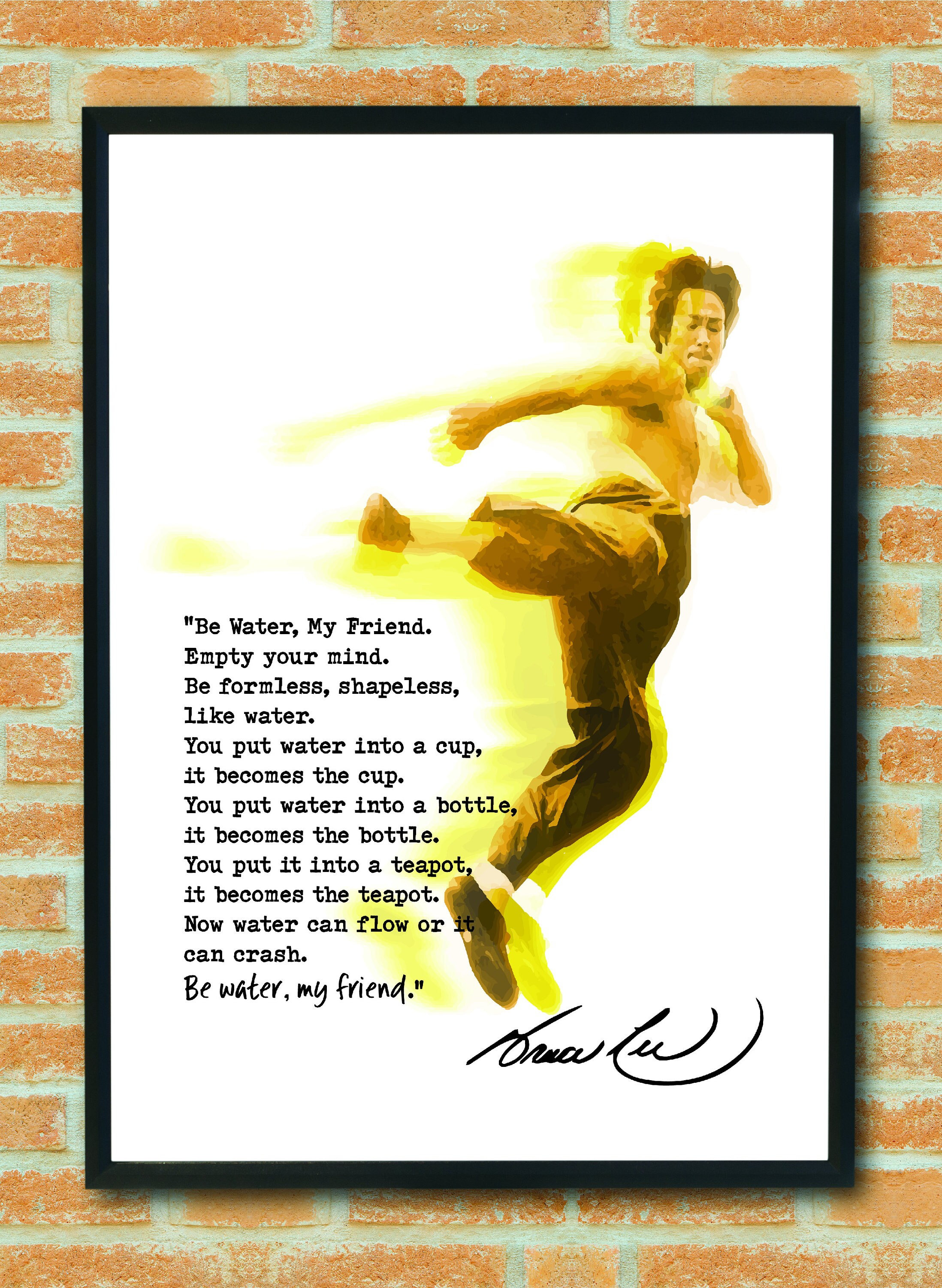 Bruce Lee Quotes Be Like Water Gift Inspiration Etsy