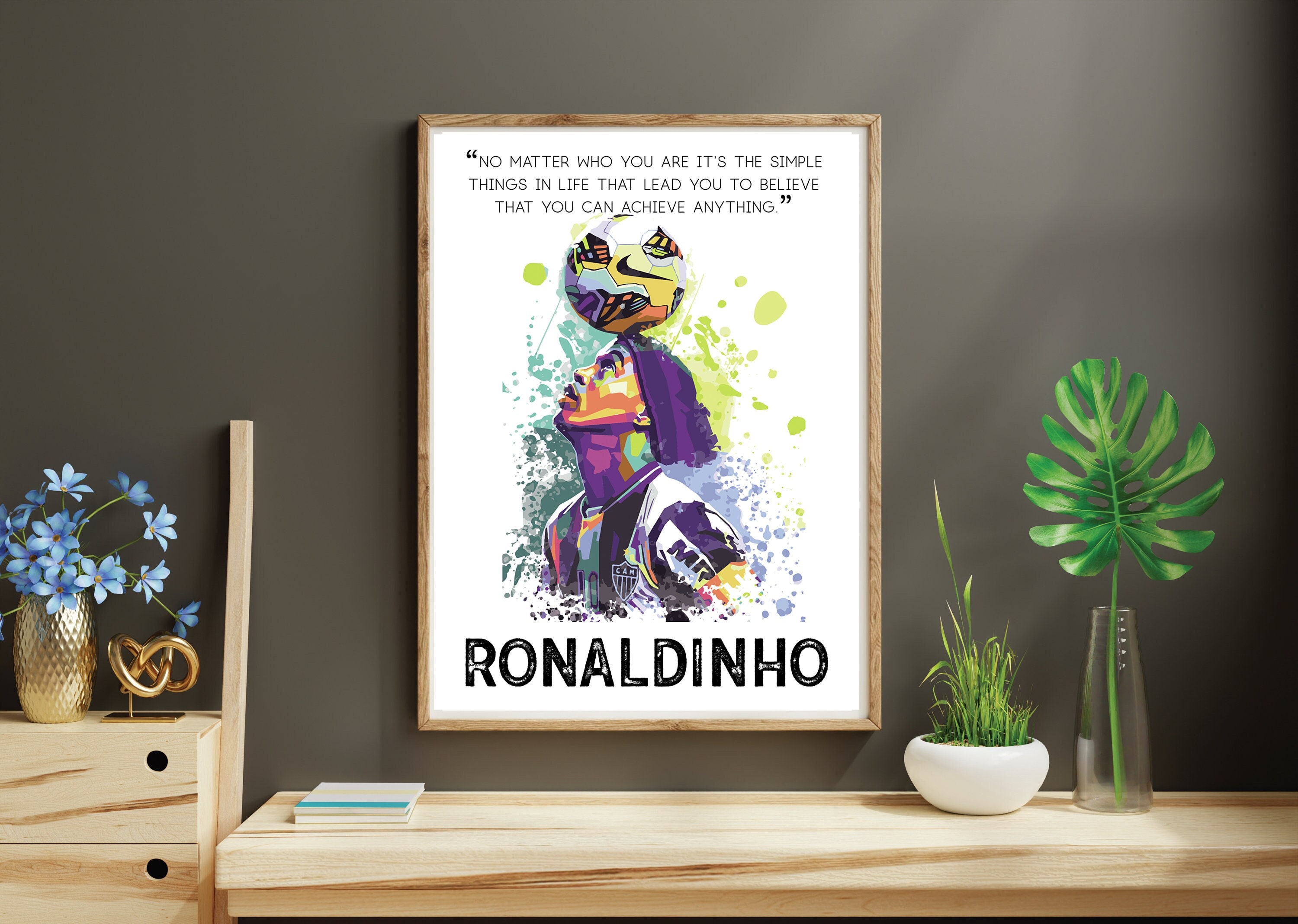 Ysirseu Ronaldinho Gaucho Barca Metal Tin Sign 8 x 12 in Sport Artwork  Vintage Poster Man Cave Decorative