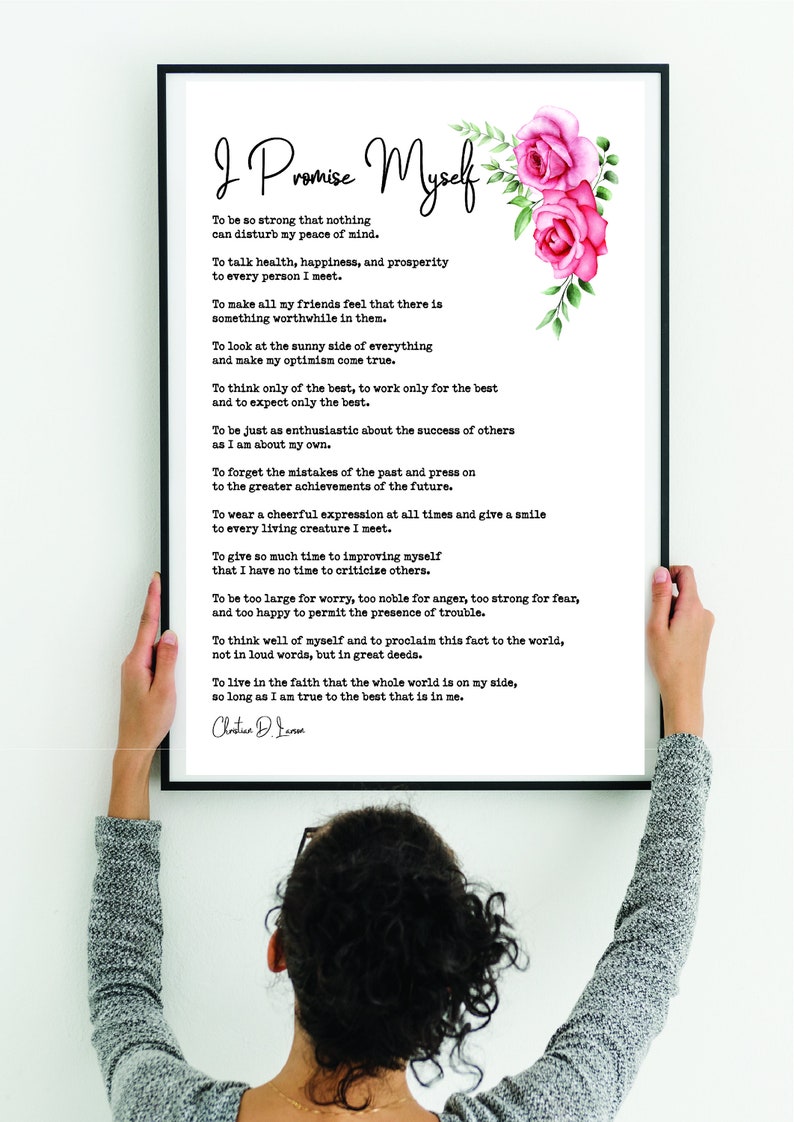 I Promise Myself Christian Larson Poem Advice - Etsy