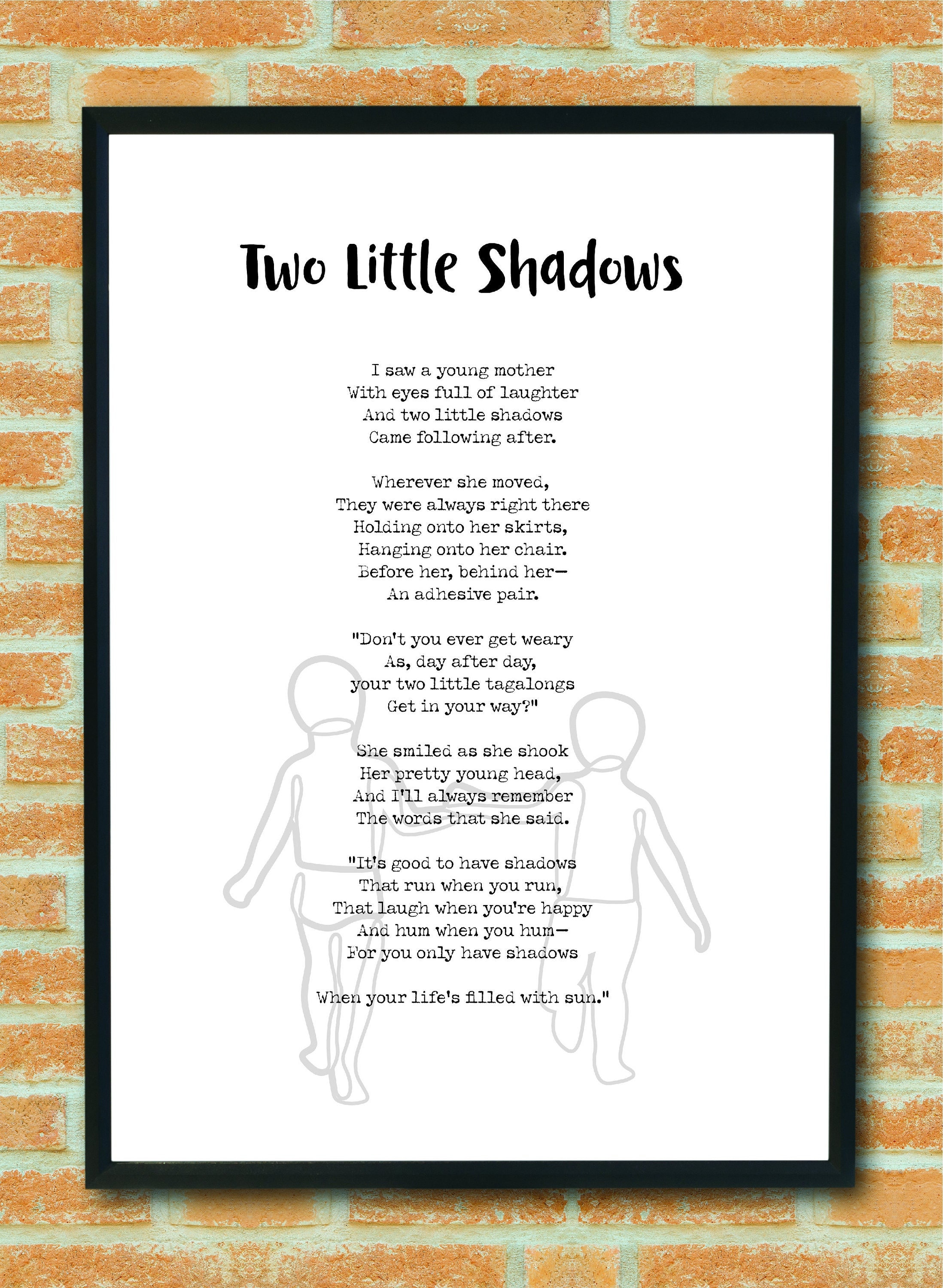 Two Little Shadows Poem Gift for Mother Mom Unknown Author Etsy