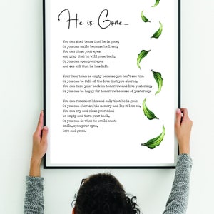 He is Gone David Harkins Poem Funeral Grief Mourning Print Sympathy ...
