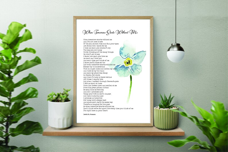 When Tomorrow Starts Without Me Printable Poem Digital - Etsy