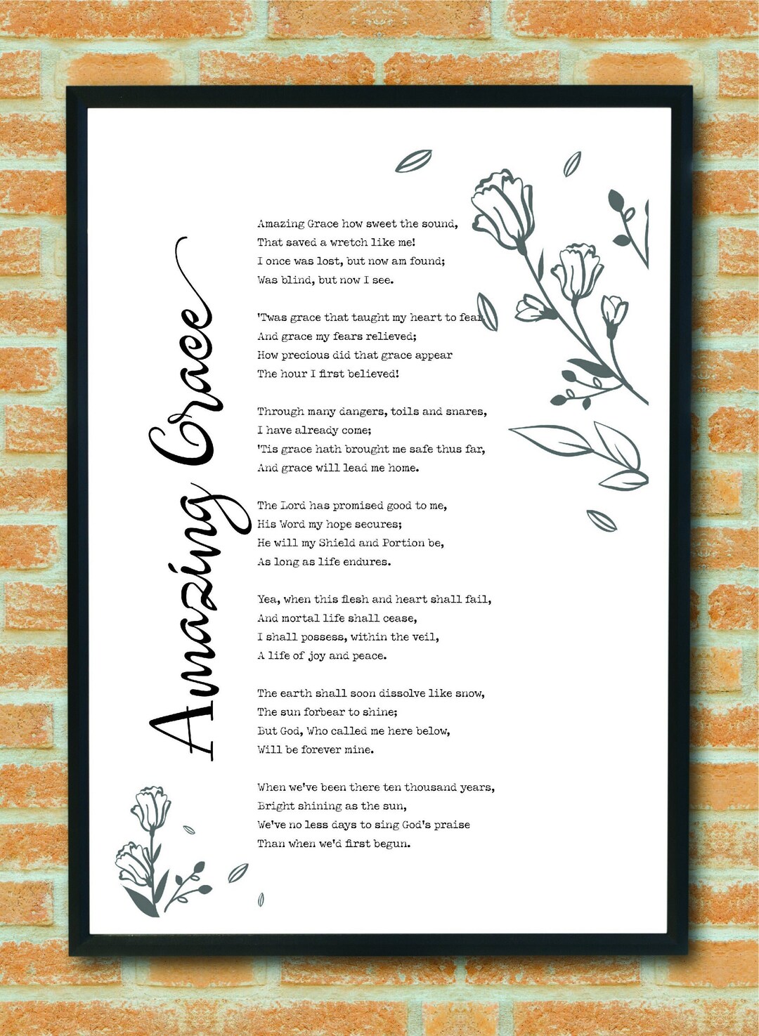 Amazing Grace Printable Wall Art Christian Hymn Amazing - Etsy