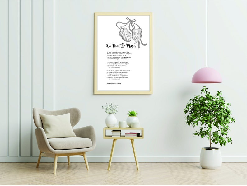 We Wear the Mask Poem by Paul Laurence Dunbar Poster Print Etsy