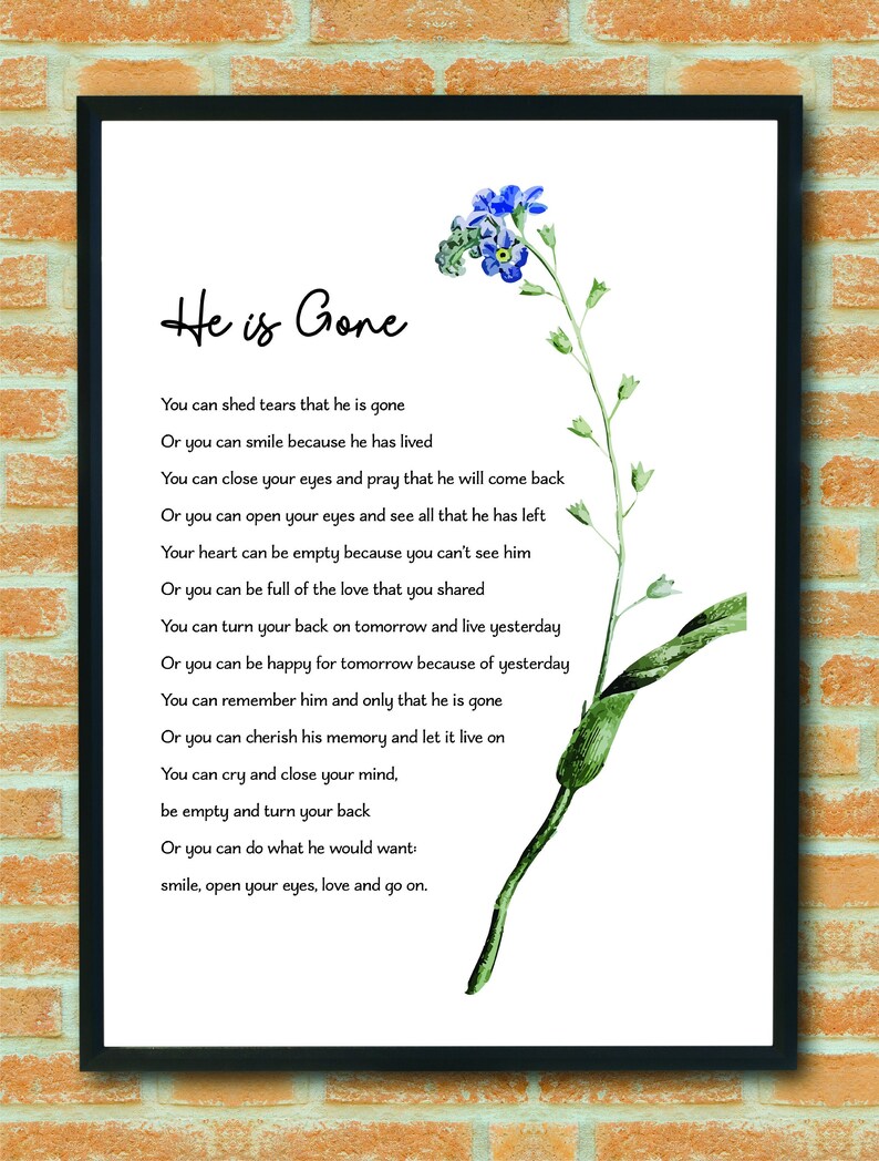 He is Gone David Harkins Poem Funeral Grief Mourning - Etsy UK