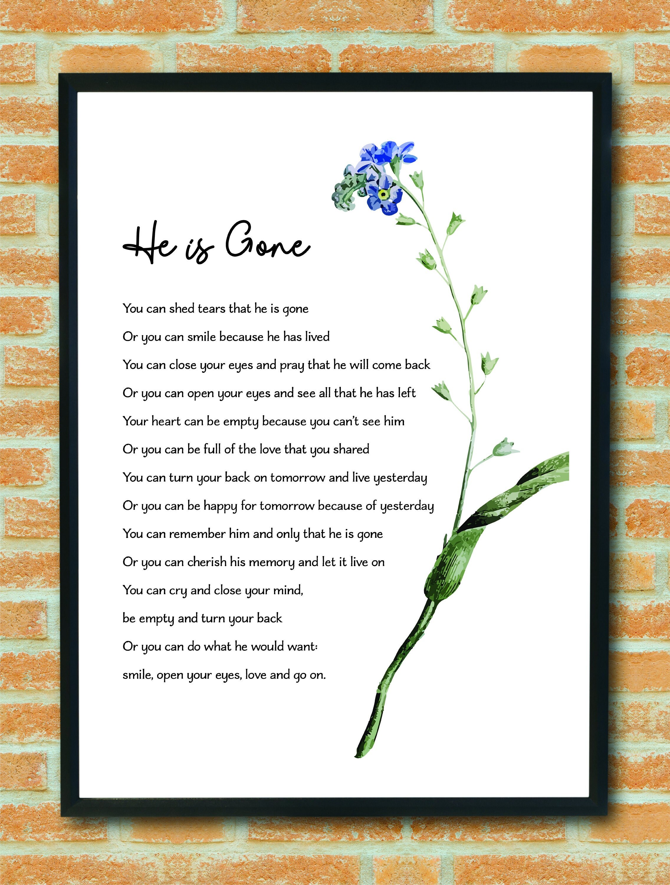 He is Gone David Harkins Poem Funeral Grief Mourning - Etsy