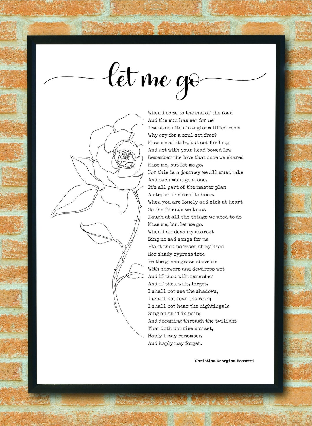 Let Me Go Poem Christina Rossetti Miss Me but Let Me Go - Etsy