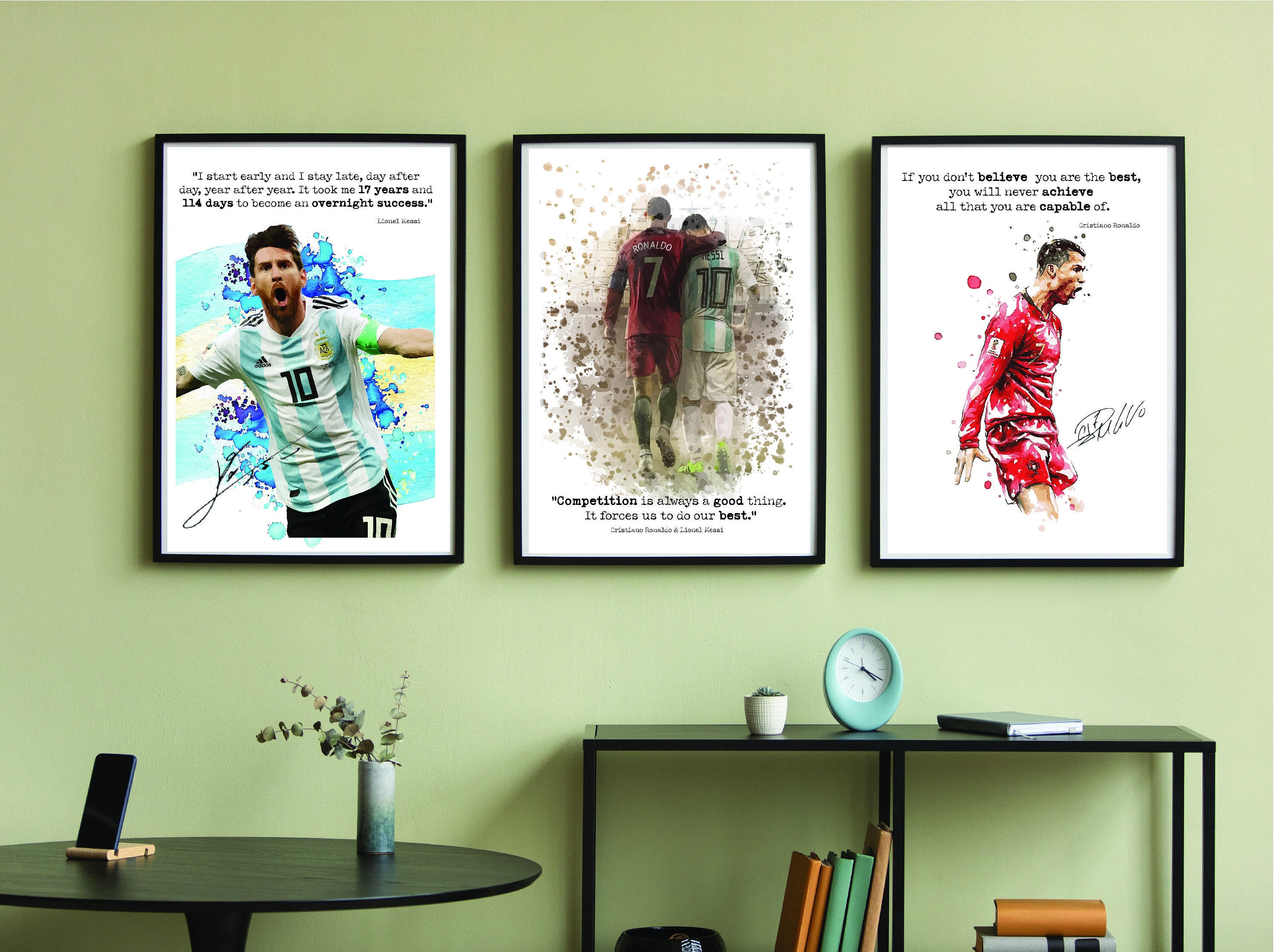 3 in 1 Cristiano Ronaldo Messi Soccer DIGITAL Printable Quote