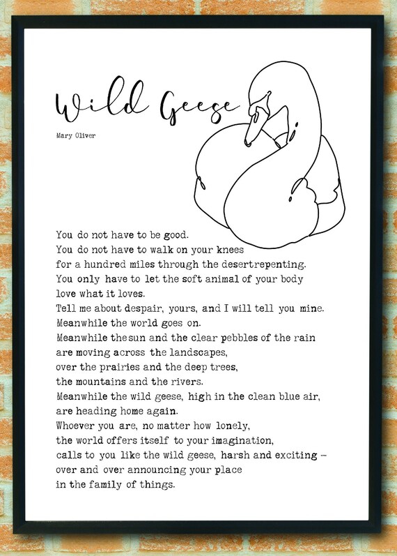 Wild Geese Mary Oliver Poem Empowerment Motivation Etsy