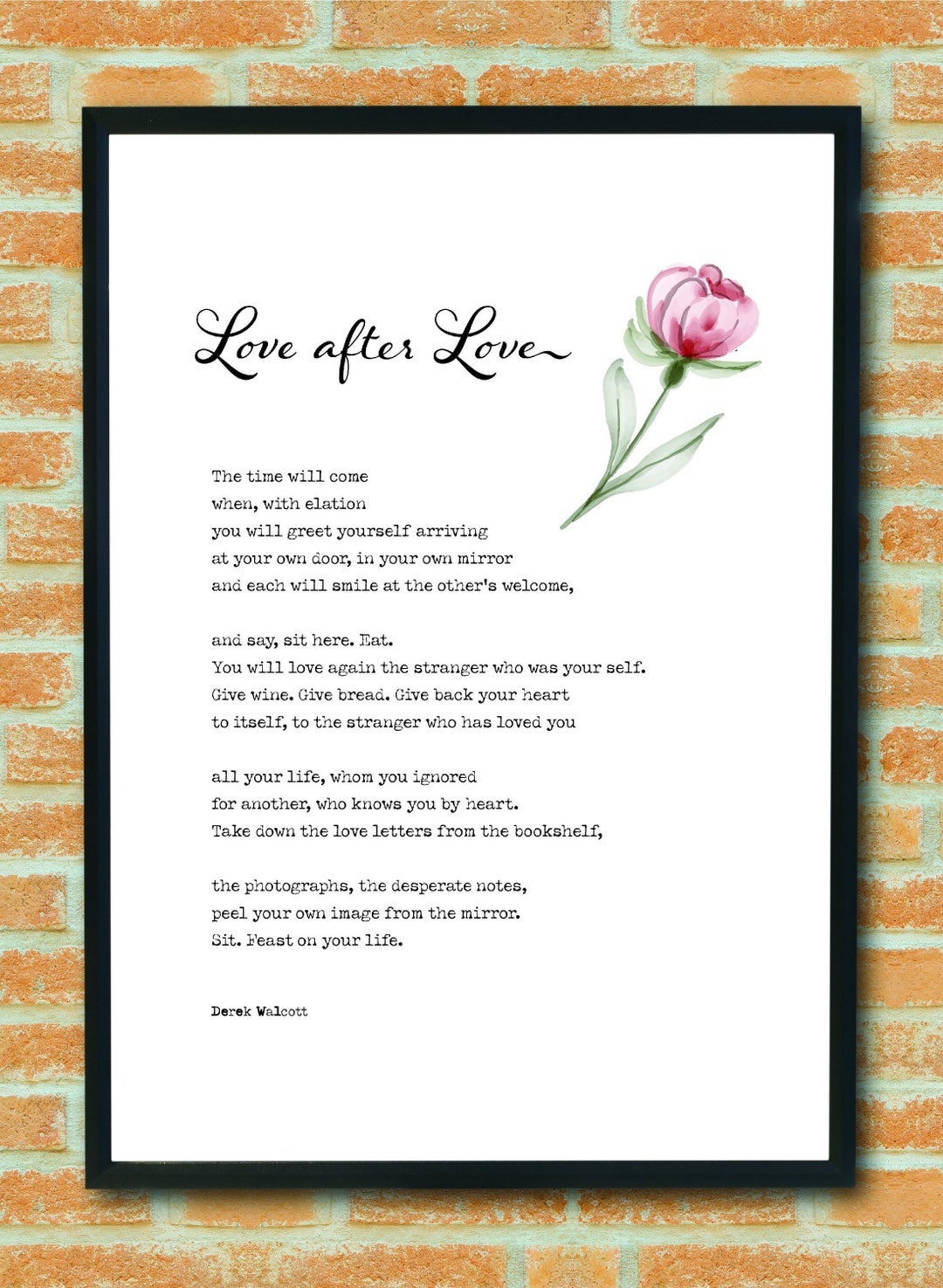Love After Love by Derek Walcott Poster Print Romantic Poem Etsy
