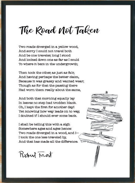 The Road Not Taken Robert Frost Poem Choices Road Less - Etsy