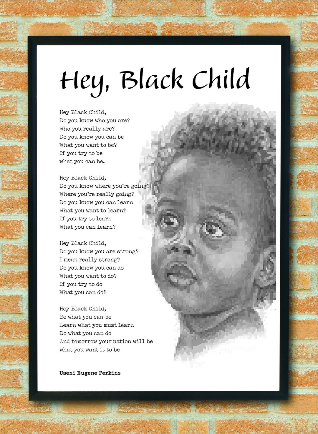 HEY BLACK CHILD Black Africanamerican Inspirational Poem for Etsy