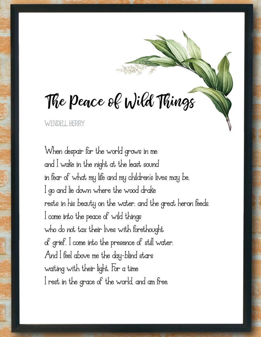 The Peace Of Wild Things Wendell Berry Poem Hope Etsy Ireland