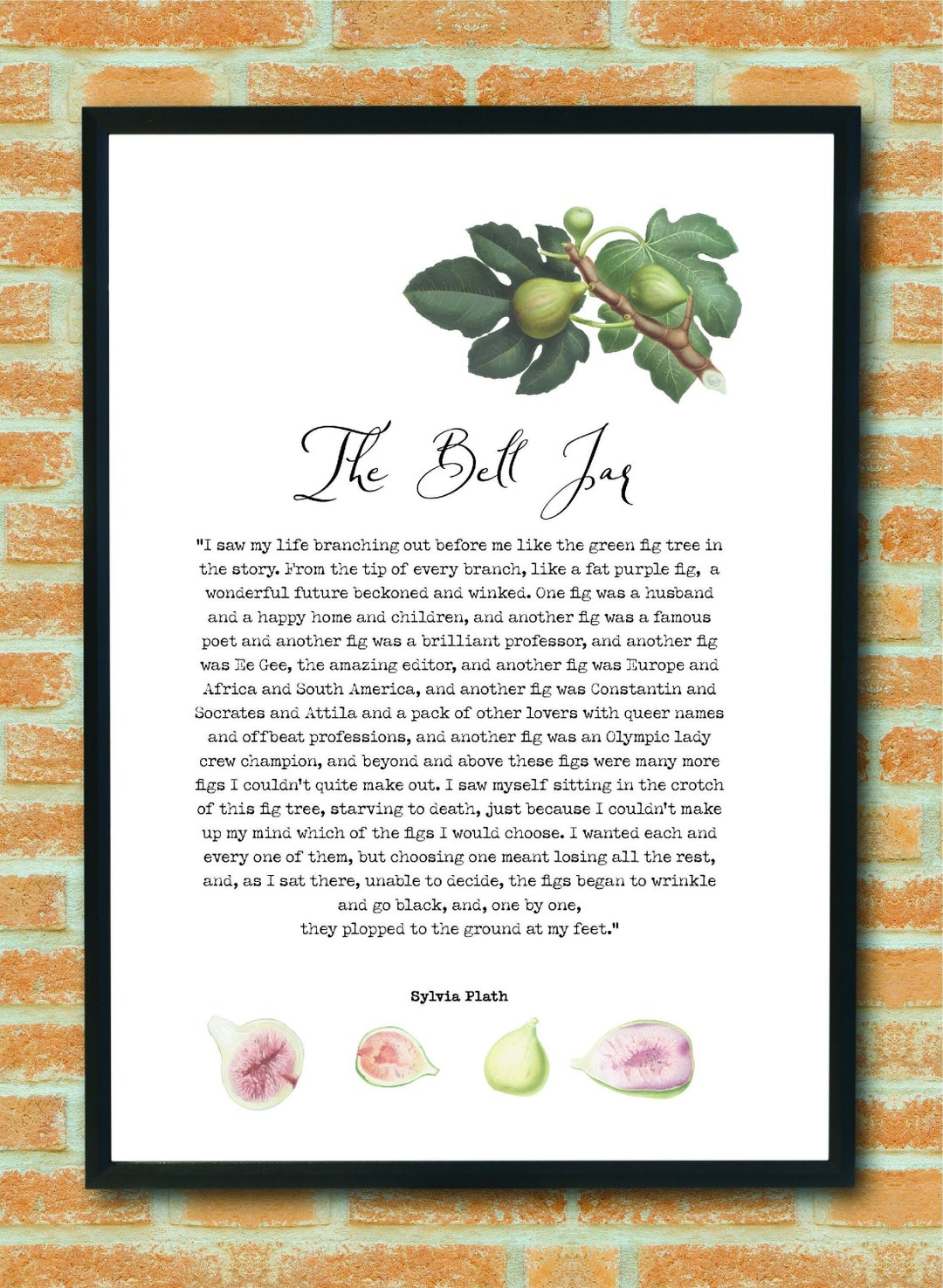 Sylvia Plath the Bell Jar Quote the Fig Tree Digital Etsy