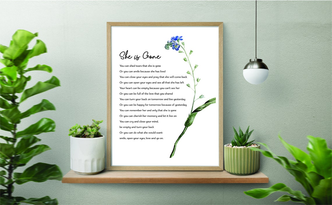 She is Gone David Harkins Poem Funeral Grief Etsy UK
