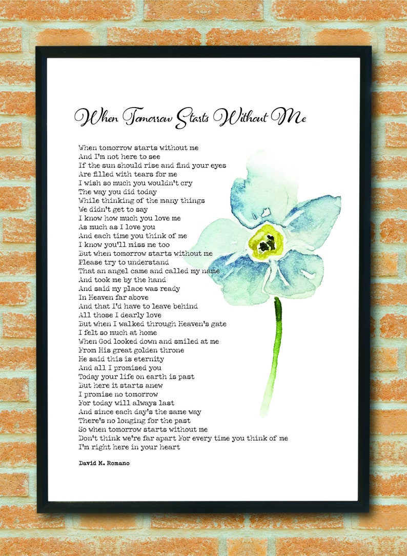 When Tomorrow Starts Without Me Printable Poem Digital - Etsy UK