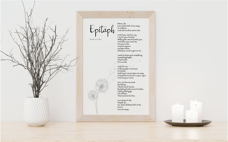 NCIS Poem on Death Epitaph Poem by Merrit Malloy When I - Etsy