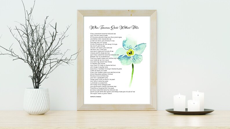 When Tomorrow Starts Without Me Printable Poem Digital - Etsy