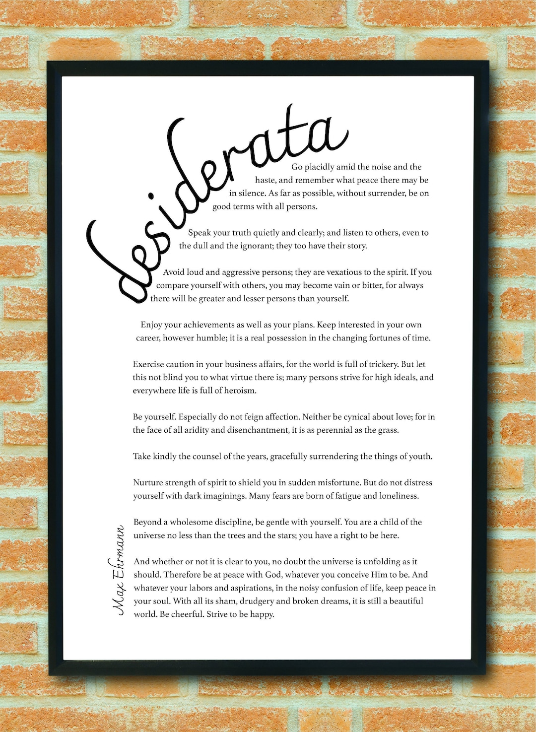 Desiderata Poem Print Max Ehrmann Literature Desiderata Etsy