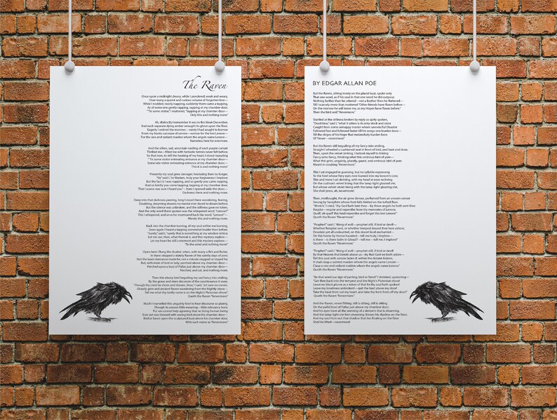 The Raven Complete Poem Printable Edgar Allan Poe Poem - Etsy
