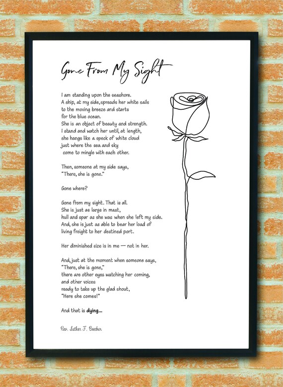 Gone From My Sight Rev Luther Beecher Grief Poem What is - Etsy