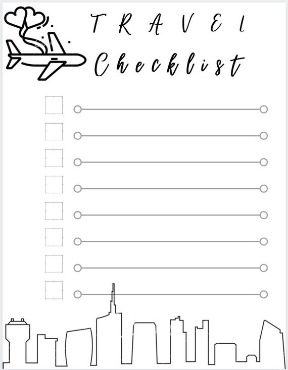 Digital Printable Travel Checklist | Etsy