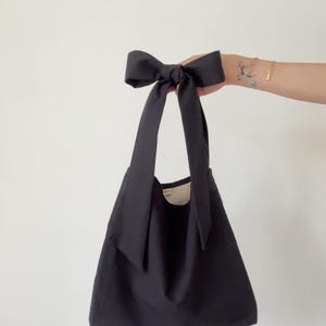 Black Bow Tote Bag: Vintage Style Handbag