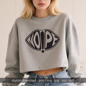 Gedurfde NOPE-lippen | Retro girlpower-clipart | Gedurfde retro mond-clipart | Sassy quote voor T-shirts en doe-het-zelfstickers gesneden bestanden, lippen clipart
