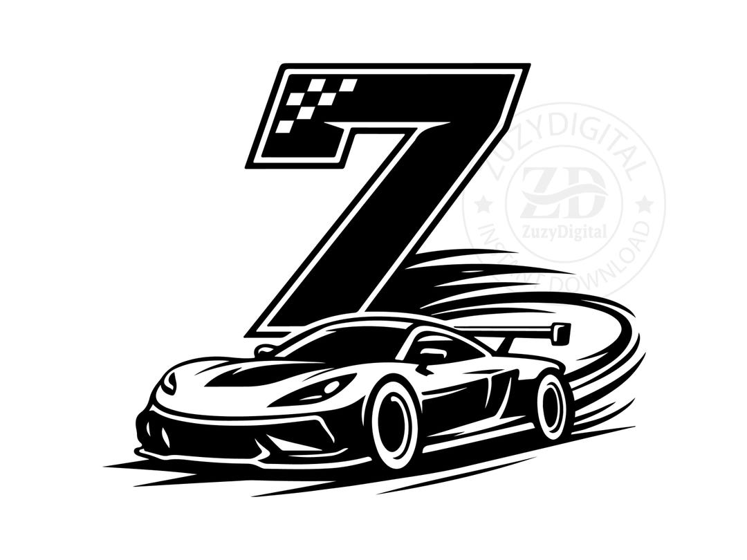 7th Birthday Race Car SVG PNG, Checkered Racing Number 7, Racing Team ...