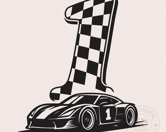Race Car Birthday Number 1, Boy First Birthday PNG SVG PDF, Race car Birthday Decor | Editable Birthday Clipart, Race Car Printable Design
