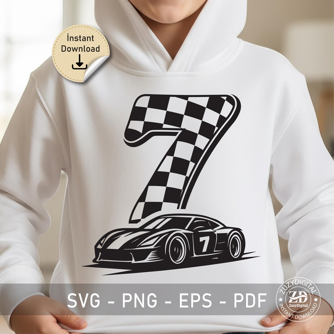 7y Number Racing Speeding Race Car With Number 7 - Printable Digital Download - Etsy