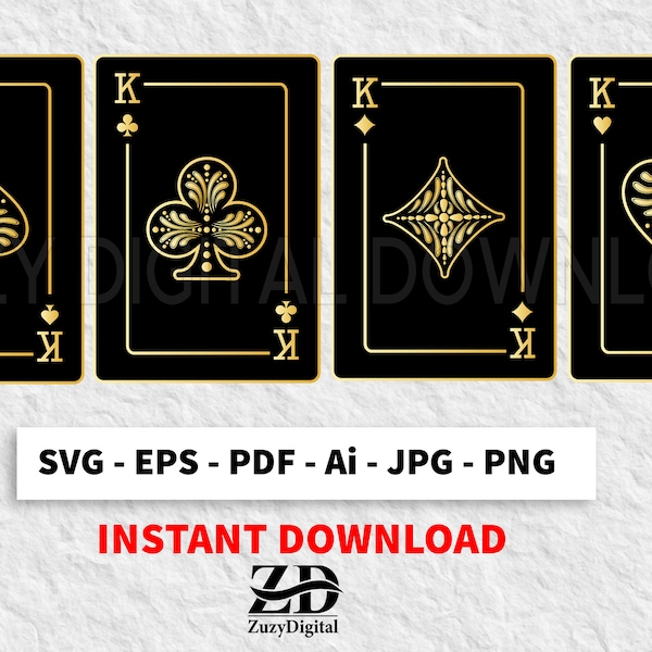 spades, diamonds, clubs, hearts. white background, transparent, black playing cards and gold print, eps, pdf, svg, png, jpg, ai. 20