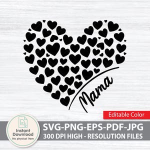 T-Shirt Design SVG, Mama Heart SVG PNG Jpg Eps Pdf, Mother&#39;s Day Gift, Cute Heart Design for Cricut Silhouette Sublimation, mama gift