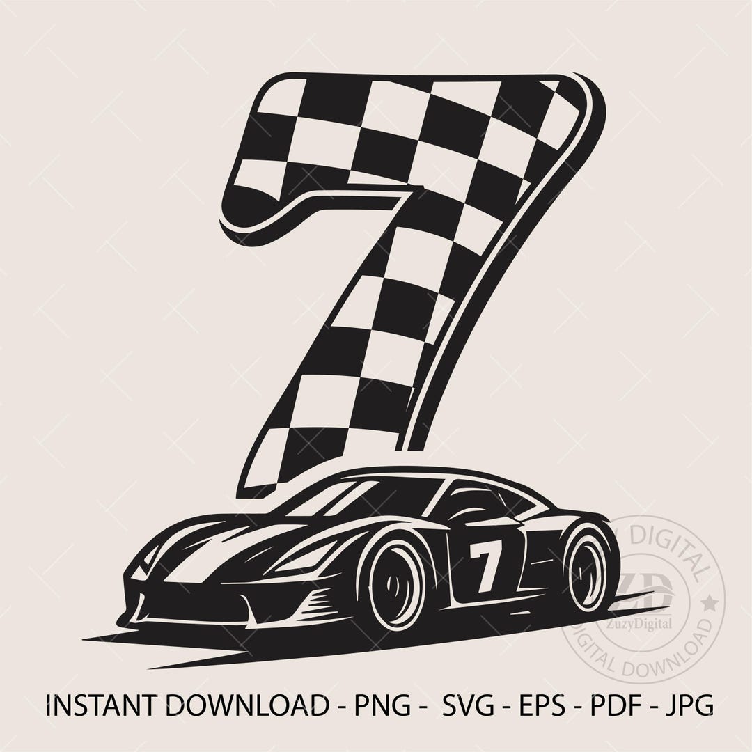 Number 7th Racing 7th Birthday Race Car SVG | Boy Toddler Birthday Clipart | Number 7 ...